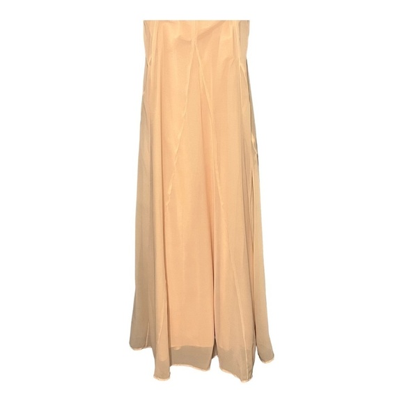 ASOS Open Back A-Line Gown Elegant Peach Chiffon Sleeveless V-Neck Maxi Dress 6 - Picture 6 of 10